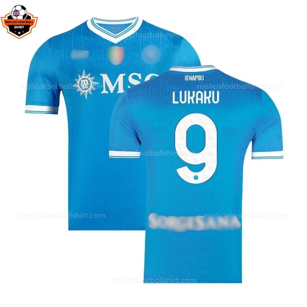 SSC Napoli Home Adult Replica Football Shirt 2025/26 LUKAKU 9 Printed - Over view - Blur