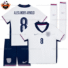 England Home Kid Replica Football Kit 2024 ALEXANDER-ARNOLD 8 Printed - Over view - Blur