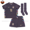 England Away Kid Replica Football Kit 2024 BELLINGHAM 10 Printed - Front view - Blur