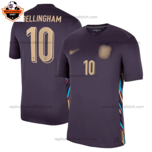 England Away Men Replica Football Shirt 2024 BELLINGHAM 10 Printed - Over view - blur