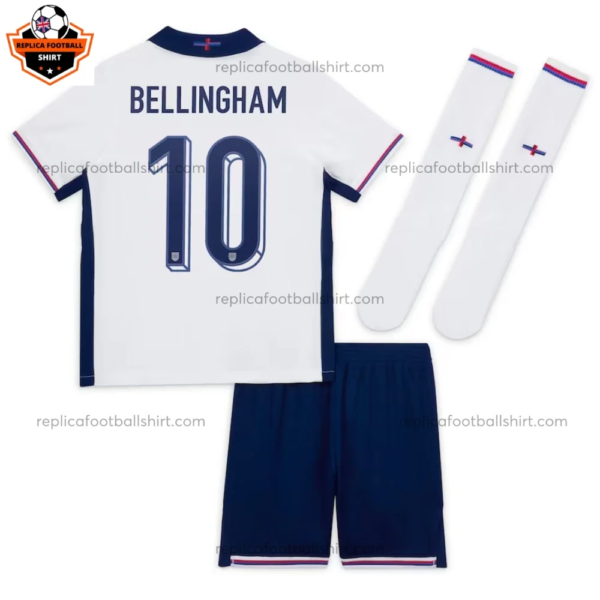 England Home Kid Replica Football Kit 2024 BELLINGHAM 10 Printed