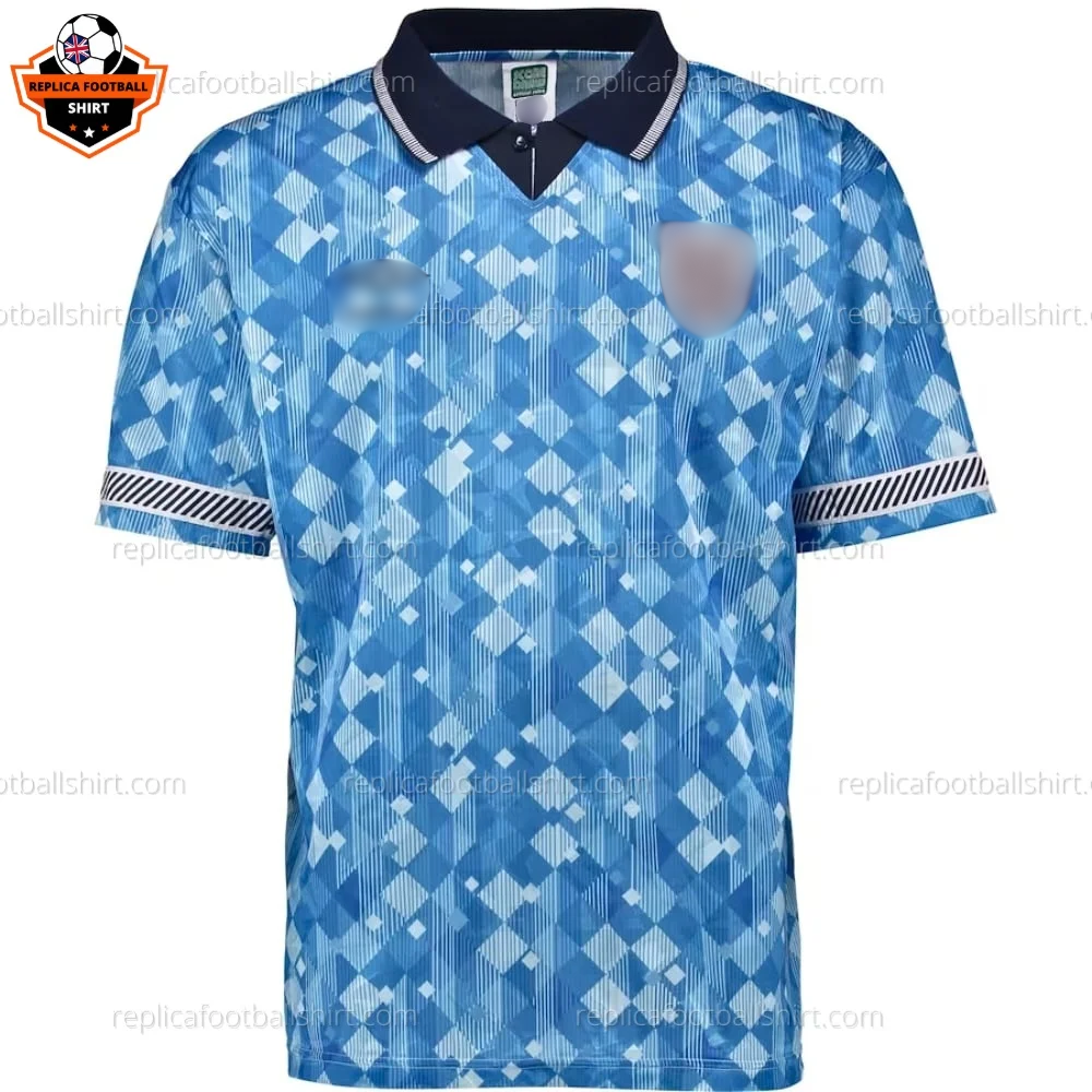 Retro England Blue Men Replica Football Shirt 1990 - Front view - blur (1)