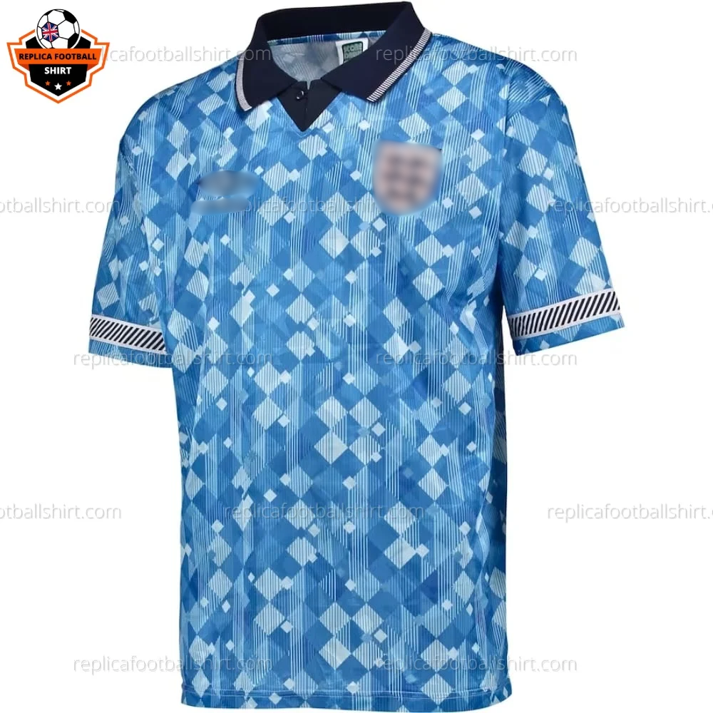 Retro England Blue Men Replica Football Shirt 1990 - Front view - blur