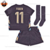 England Away Kid Replica Football Kit 2024 FODEN 11 Printed - Back view - Blur
