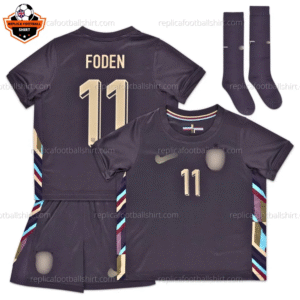 England Away Kid Replica Football Kit 2024 FODEN 11 Printed - Over view - Blur