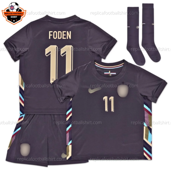 England Away Kid Replica Football Kit 2024 FODEN 11 Printed