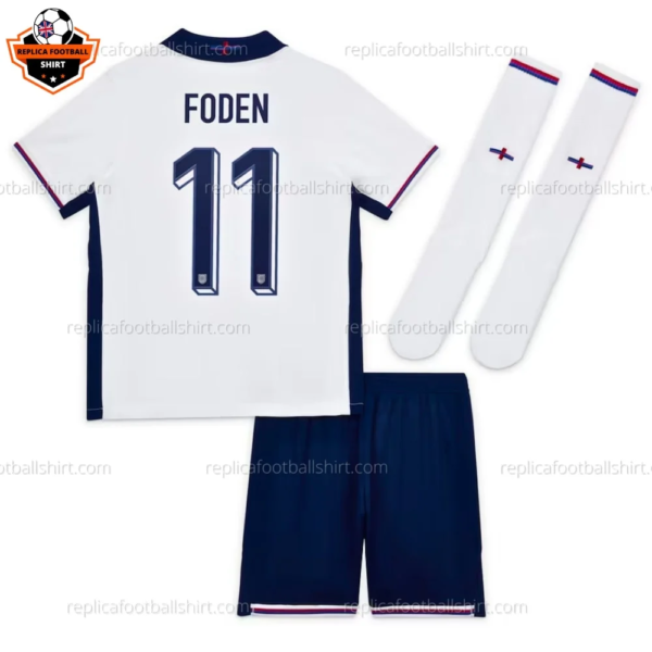England Home Kid Replica Football Kit 2024 FODEN 11 Printed