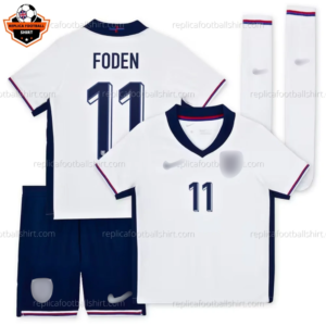 England Home Kid Replica Football Kit 2024 FODEN 11 Printed