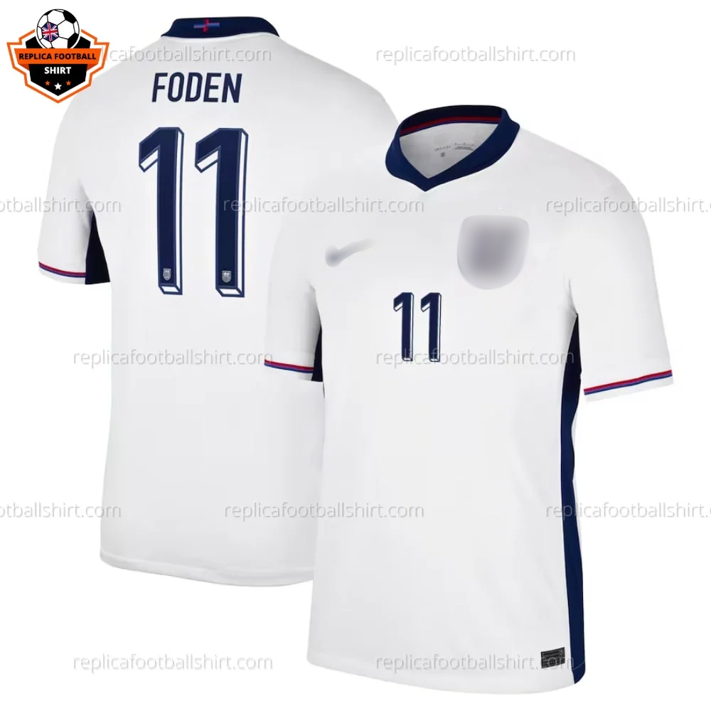 England Home Men Replica Football Shirt 2024 FODEN 11 Printed - Over view - Blur