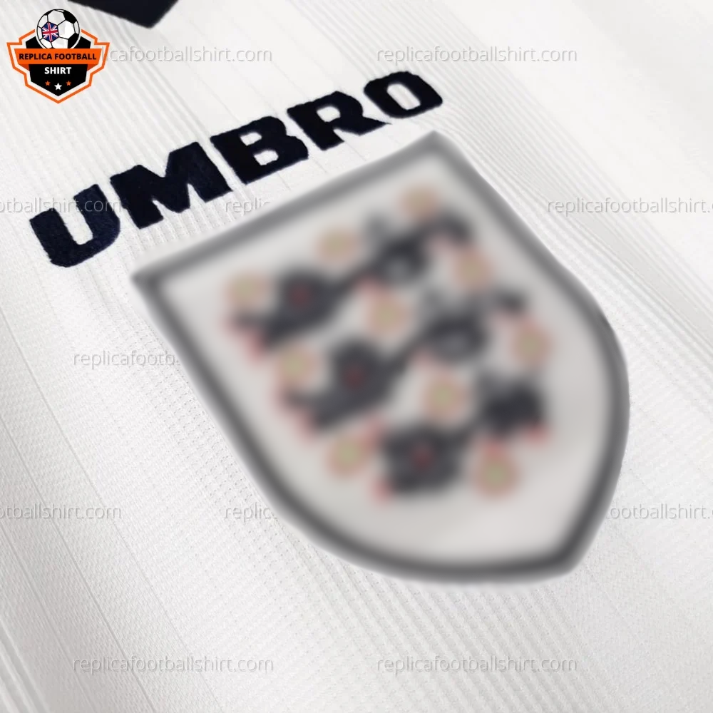 Retro England Home Replica Football Shirt 1996 Long Sleeve -details - blur
