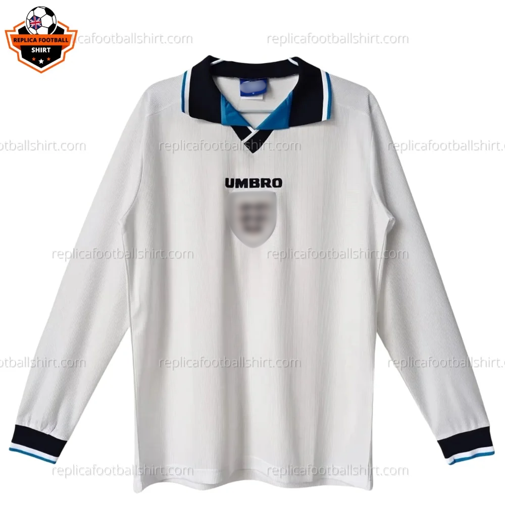 Retro England Home Replica Football Shirt 1996 Long Sleeve - front view - blur