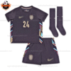 England Away Kid Replica Football Kit 2024 PALMER 24 Printed - Front view - Blur