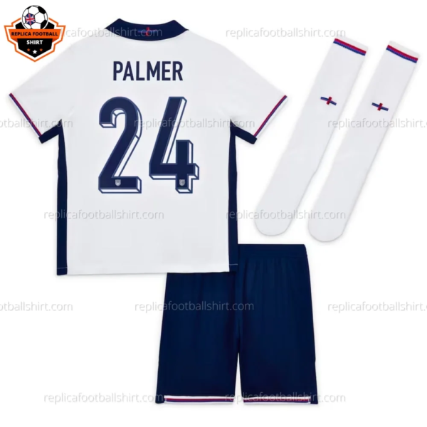 England Home Kid Replica Football Kit 2024 PALMER 24 Printed