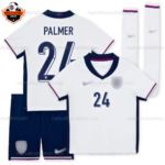 England Home Kid Replica Football Kit 2024 PALMER 24 Printed