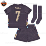 England Away Kid Replica Football Kit 2024 SAKA 7 Printed