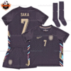 England Away Kid Replica Football Kit 2024 SAKA 7 Printed - Over view - Blur