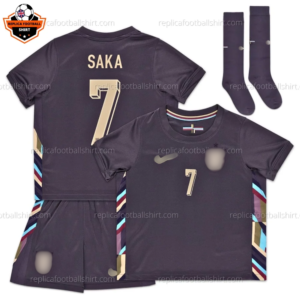 England Away Kid Replica Football Kit 2024 SAKA 7 Printed