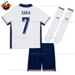 England Home Kid Replica Football Kit 2024 SAKA 7 Printed
