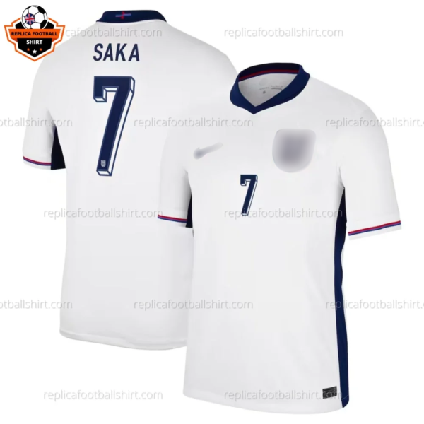 England Home Men Replica Football Shirt 2024 SAKA 7 Printed