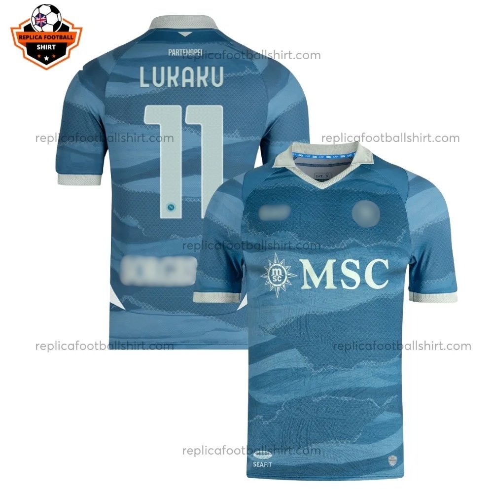 SSC Napoli Limited Edition Men Replica Football Shirt 2024/25 LUKAKU 11 Printed - Over view- Blur