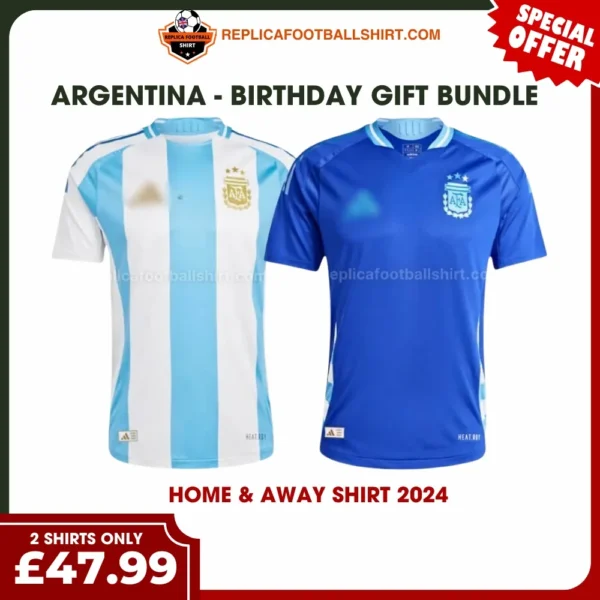 Argentina 2024 Gift Bundle – Home and Away Fan-Version Men Football Shirts
