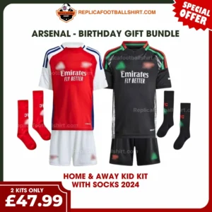 Arsenal 2024/25 Gift Bundle – Home and Away Fan-Version Kids Football Kits