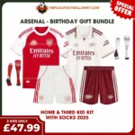 Arsenal 2025/26 Gift Bundle – Home and Third Fan-Version Kids Football Kits (With Socks)