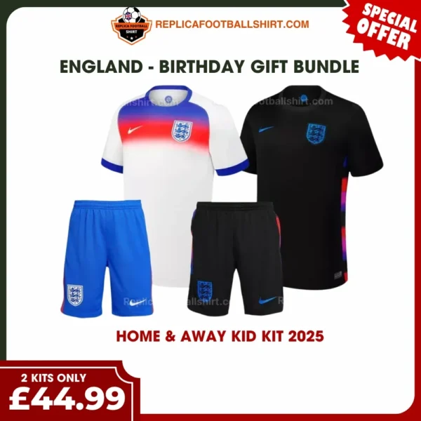 England Gift Bundle – Home and Away Fan-Version Kids Football Kits