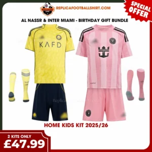Inter Miami and Al Nassr FC 2025/26 Gift Bundle – Home Fan-Version Kids Football Kits (With Socks)