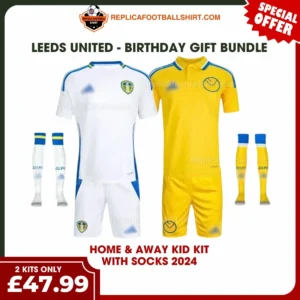 Leeds United 2024/25 Gift Bundle – Home and Away Fan-Version Kids Football Kits