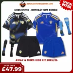 Leeds United 2025/26 Gift Bundle – Away and Third Fan-Version Kids Football Kits (With Socks)