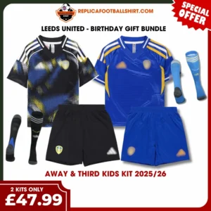 Leeds United 2025/26 Gift Bundle – Away and Third Fan-Version Kids Football Kits (With Socks)