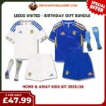 Leeds United 2025/26 Gift Bundle – Home and Away Fan-Version Kids Football Kits (With Socks)