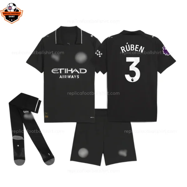 Manchester City Away Kid Replica Football Kit 25/26 RÚBEN 3 Printed