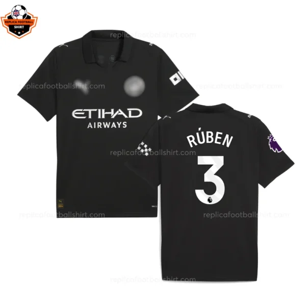 Manchester City Away Men Replica Football Shirt 25/26 RÚBEN 3 Printed