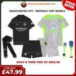 Manchester City 2025/26 Gift Bundle – Away and Third Fan-Version Kids Football Kits (With Socks)