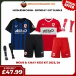Middlesbrough 2025/26 Gift Bundle – Home and Away Fan-Version Kids Football Kits (With Socks)