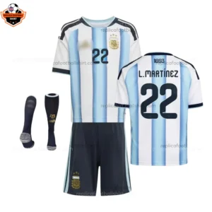Argentina World Cup 2026 L.MARTÍNEZ 22 Home For Men and Kid Replica Football Kit