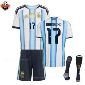 Argentina World Cup 2026 GARNACHO 17 Home For Men and Kid Replica Football Kit