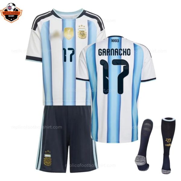 Argentina World Cup 2026 GARNACHO 17 Home For Men and Kid Replica Football Kit