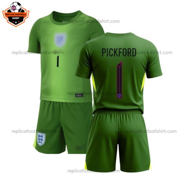 England PICKFORD 1 Green Goalkeeper Kid Replica Football Kit 2025/26