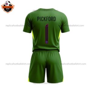 England PICKFORD 1 Green Goalkeeper Kid Replica Kit 25/26 - Back view