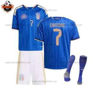 Italy World Cup 2026 CANTORE 7 Home Kid Replica Football Kit