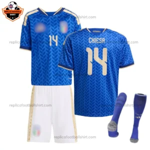 Italy World Cup 2026 CHIESA 14 Home Kid Replica Football Kit
