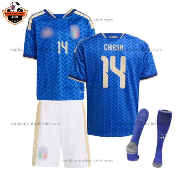 Italy World Cup 2026 CHIESA 14 Home Kid Replica Football Kit