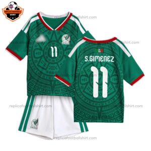 Mexico S.GIMENEZ 11 Home Kid Replica Football Kit 2026