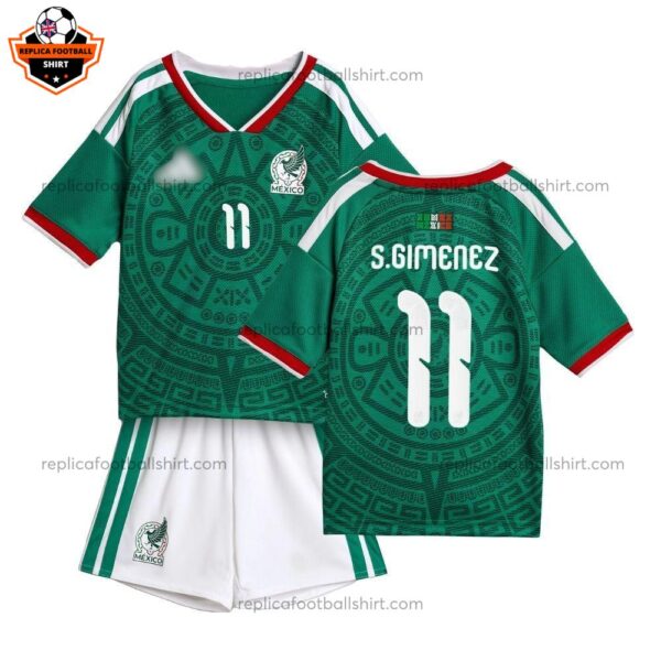 Mexico S.GIMENEZ 11 Home Kid Replica Football Kit 2026