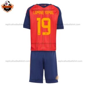 Spain LAMINE YAMAL 19 Home Kid Replica Kit 2026 - Back view