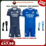 Real Madrid 2025/26 Gift Bundle – Away and Third Fan-Version Kids Football Kits (With Socks)