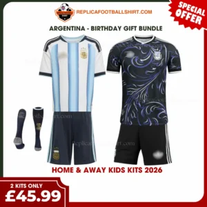 Argentina World Cup 2026 Gift Bundle – Home and Away Fan-Version Kids Football Kits